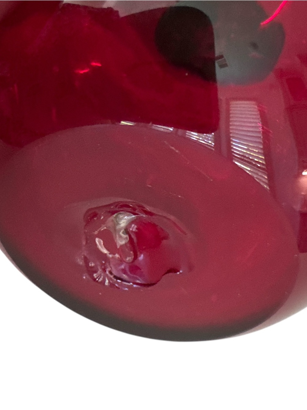 Blenko Ruby Red Apple Emerald Stem Hand Blown Glass Art Vintage Collectible - Picture 6 of 7